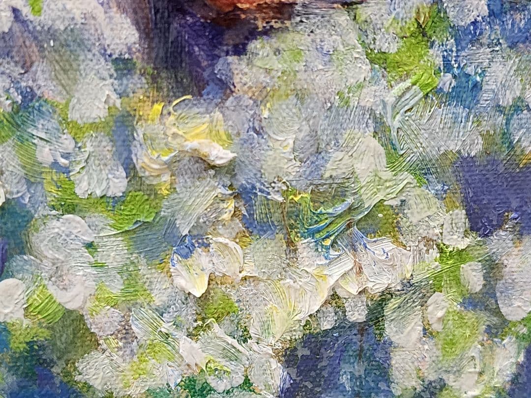 松井繁、油彩、林檎の花咲く頃〜津軽にて〜　真作保証