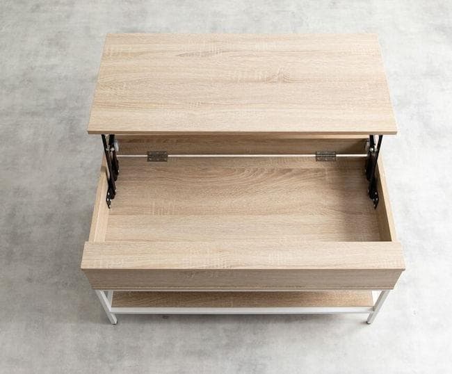 昇降式センターテーブル幅80cm ローテーブル 大理石柄 木目調（1164）