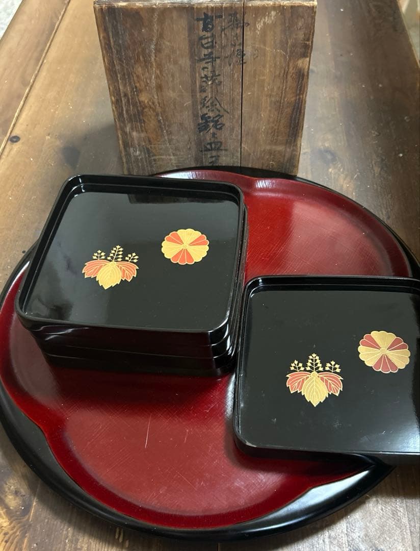 嶋崎政彦作 輪島塗 蒔絵額装 花図 /Wajima Makie Art