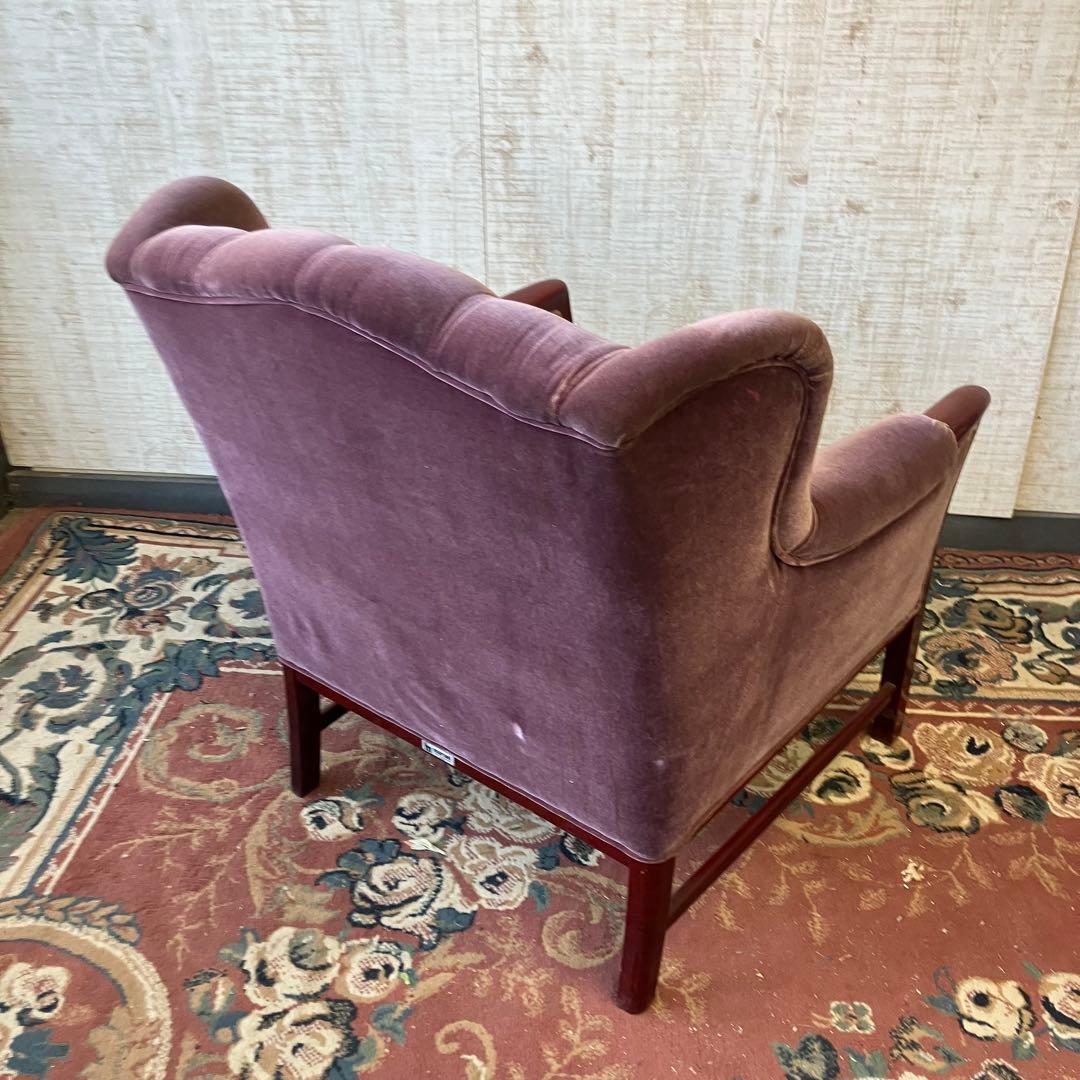 昭和レトロ マルニ木工 ベロアソファ 一人掛けソファー アームチェア クラシック