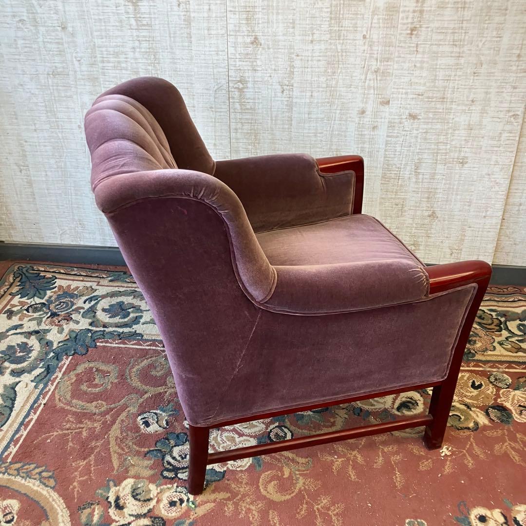 昭和レトロ マルニ木工 ベロアソファ 一人掛けソファー アームチェア クラシック