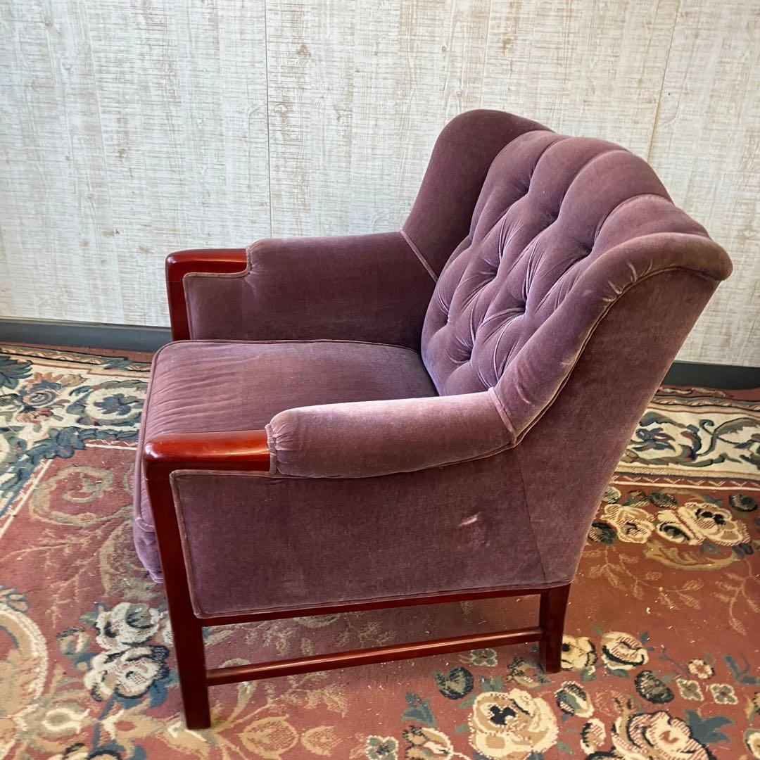 昭和レトロ マルニ木工 ベロアソファ 一人掛けソファー アームチェア クラシック