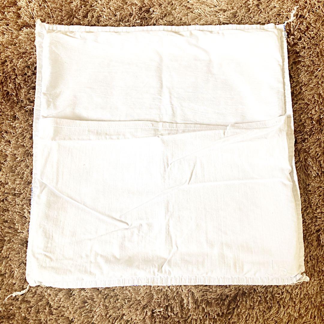 新品＊クッションカバー＊メキシコ刺繍＊ブルー×ホワイト＊メキシコ雑貨