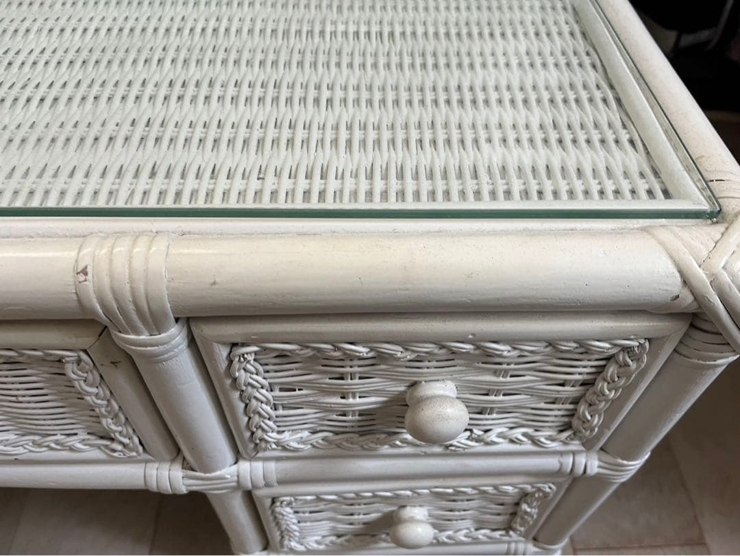 ヴィンテージ　ホワイトラタン　ドレッサー　アンティーク　ビンテージ　希少