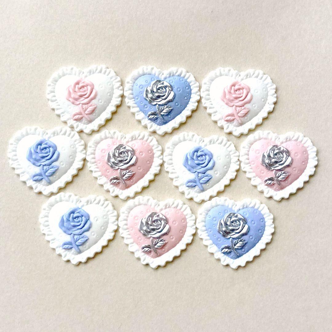 シーリングワックス ୨୧ 封蝋ステッカー ハート薔薇 10枚 414