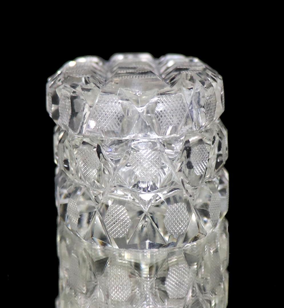 オールド・バカラ 珍品オーバル型切子蓋物 ダイヤモンドカット×格子柄 ディアマン