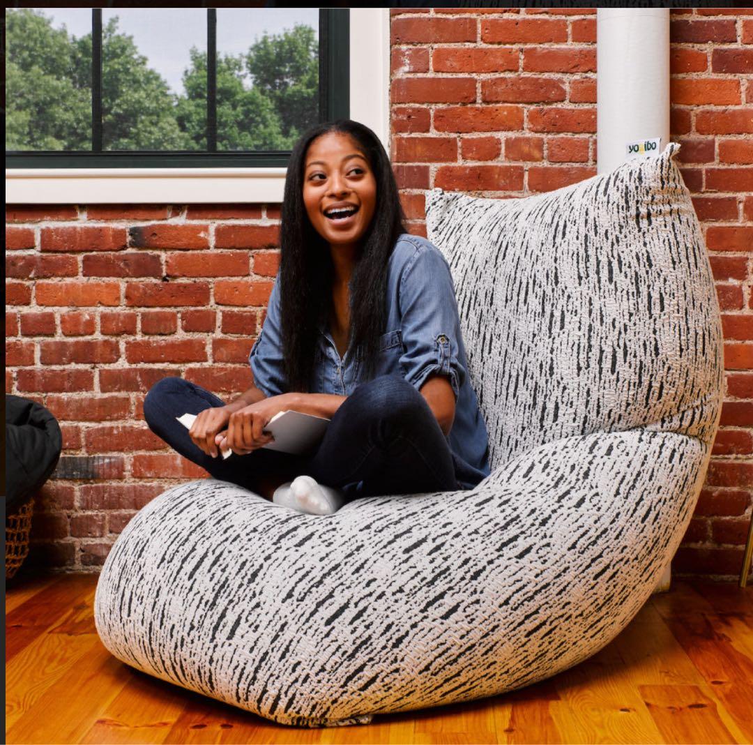 町田市受け渡し限定価格　yo-ibo ビーズクッション 白黒ストライプ