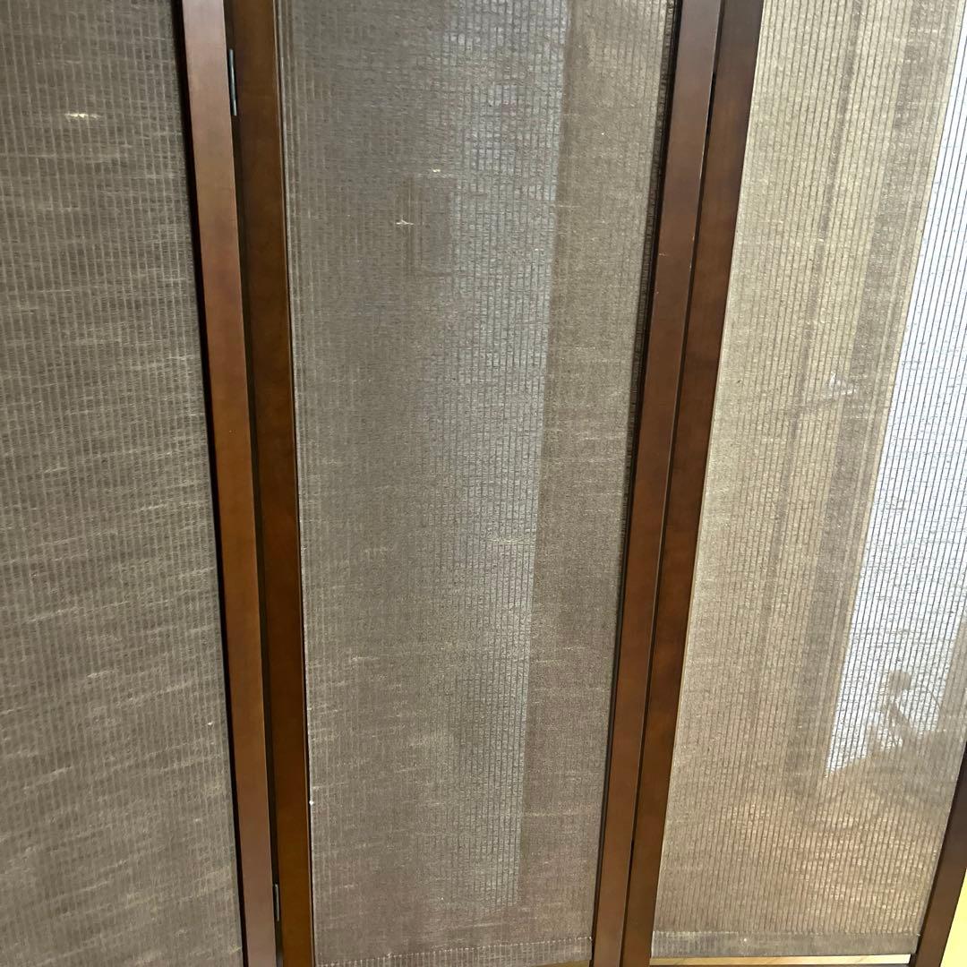 木製フレーム 3つ折り　パーテーション 衝立 ブラウン　アジアン　和風　洋風