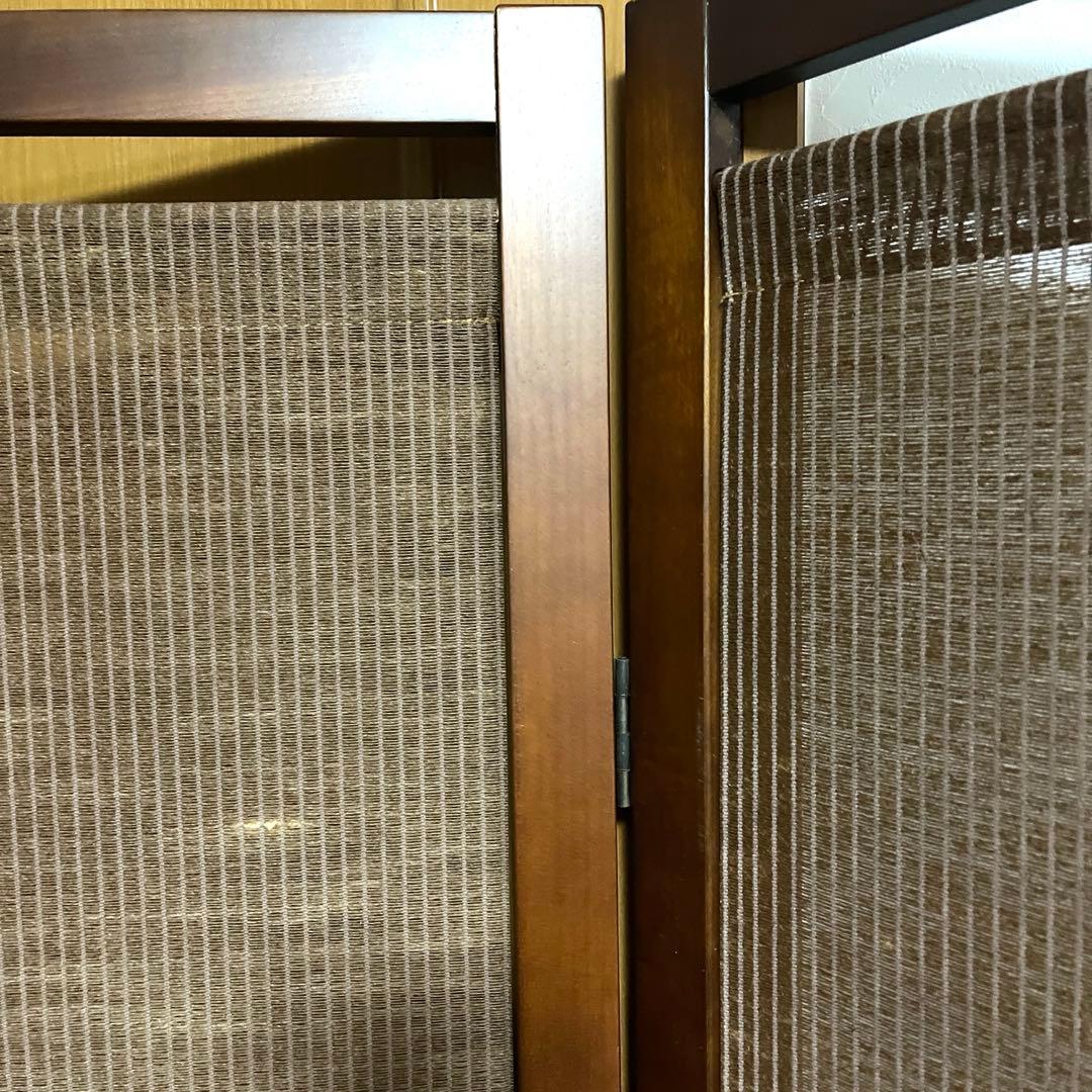 木製フレーム 3つ折り　パーテーション 衝立 ブラウン　アジアン　和風　洋風