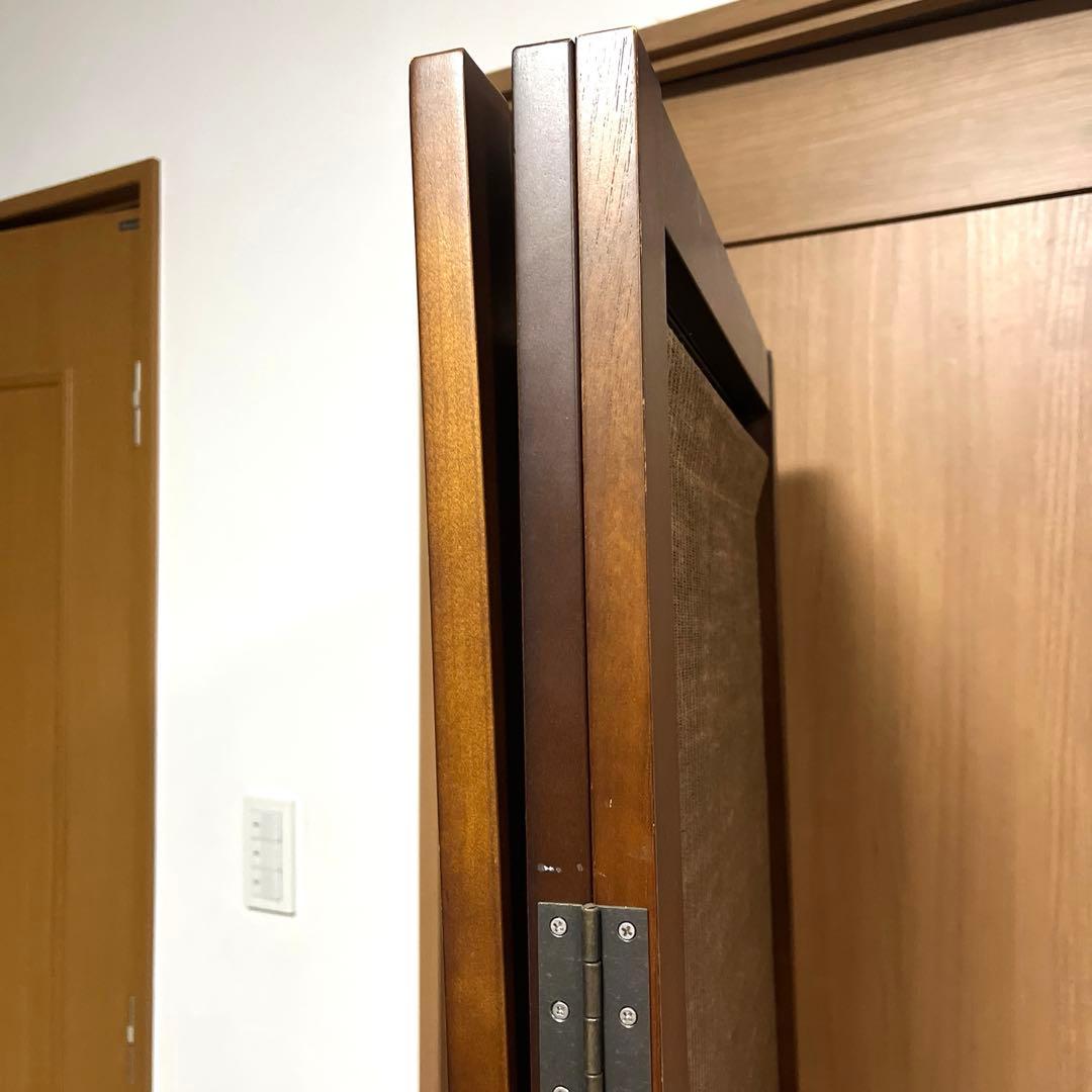 木製フレーム 3つ折り　パーテーション 衝立 ブラウン　アジアン　和風　洋風