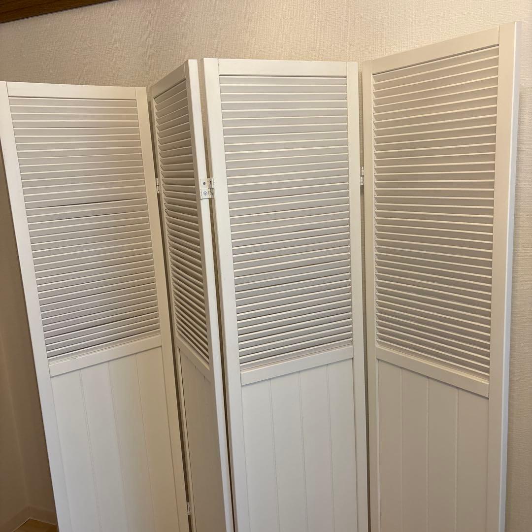 ★処分予定★天然木　木製パーテーション4連　ホワイト