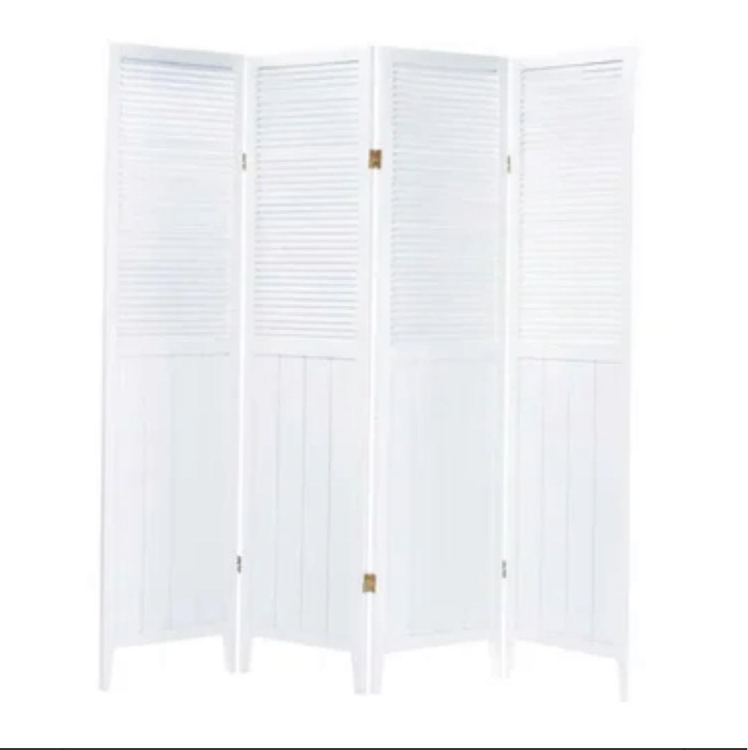 ★処分予定★天然木　木製パーテーション4連　ホワイト