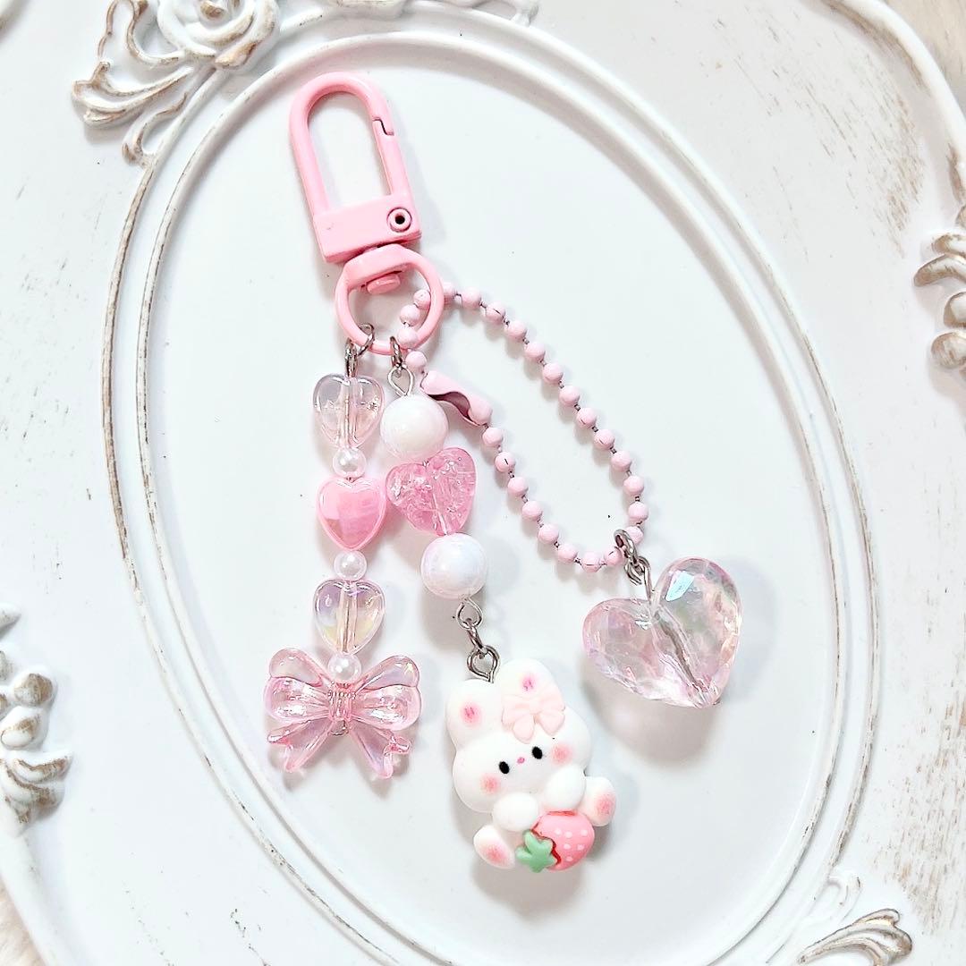 ビーズキーホルダー ビーズストラップ 韓国 コレクトブック y2k ピンク