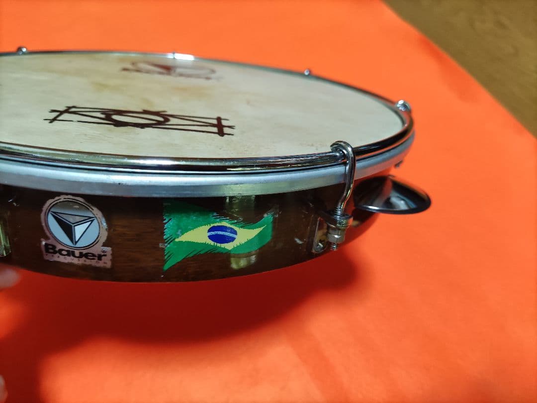 ☆Bauer PERCUSSIONパンデイロ 本皮 10インチ スペーサー入り☆