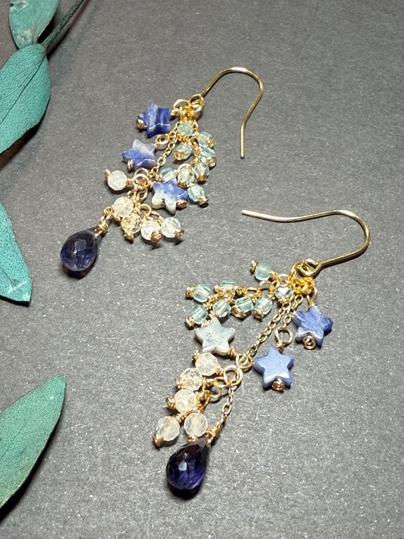 Xmasセール】星に願いを⭐︎高品質アイオライト＊ピアスNo.183