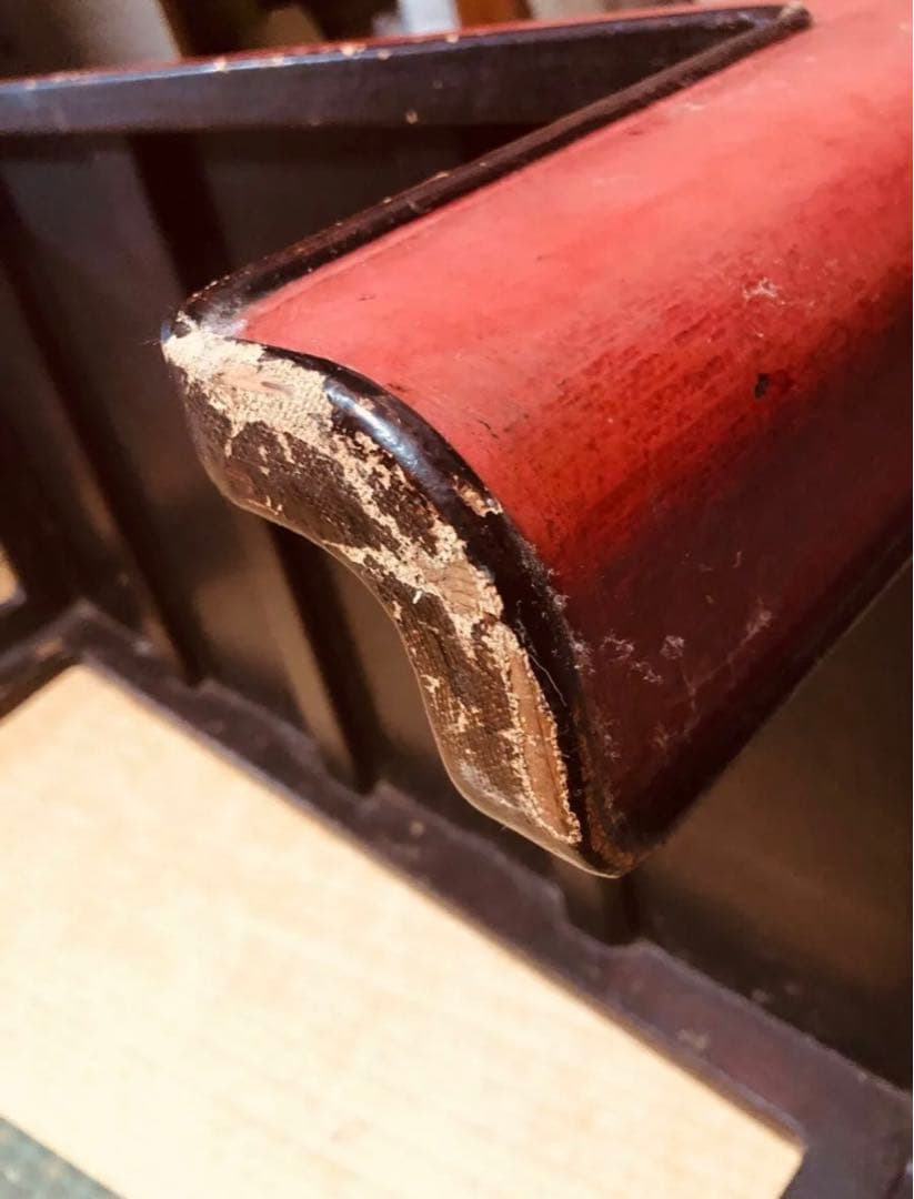 本物一閑張り　１００年前の物　紙と布を貼り合わせ漆で固めた軽く頑丈な物