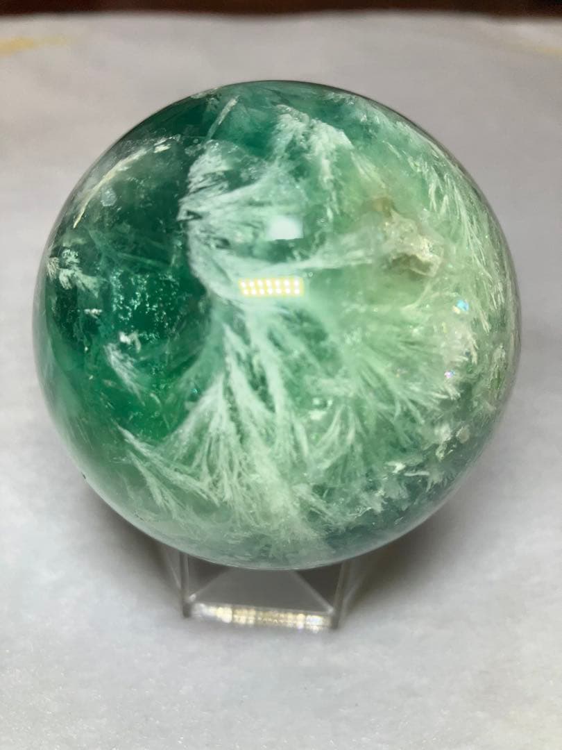 高品質 エンジェルフェザーインフローライトスフィア 66.9mm 台座付