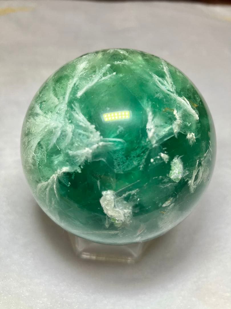 高品質 エンジェルフェザーインフローライトスフィア 66.9mm 台座付