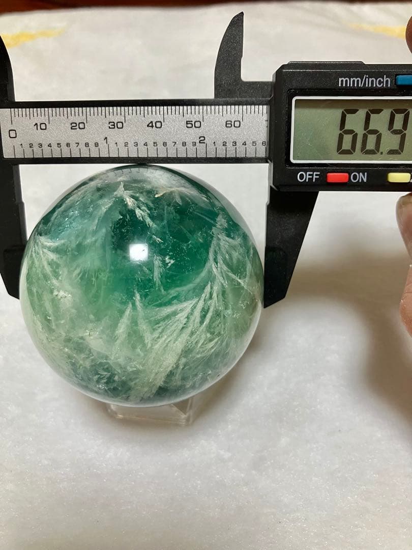 高品質 エンジェルフェザーインフローライトスフィア 66.9mm 台座付