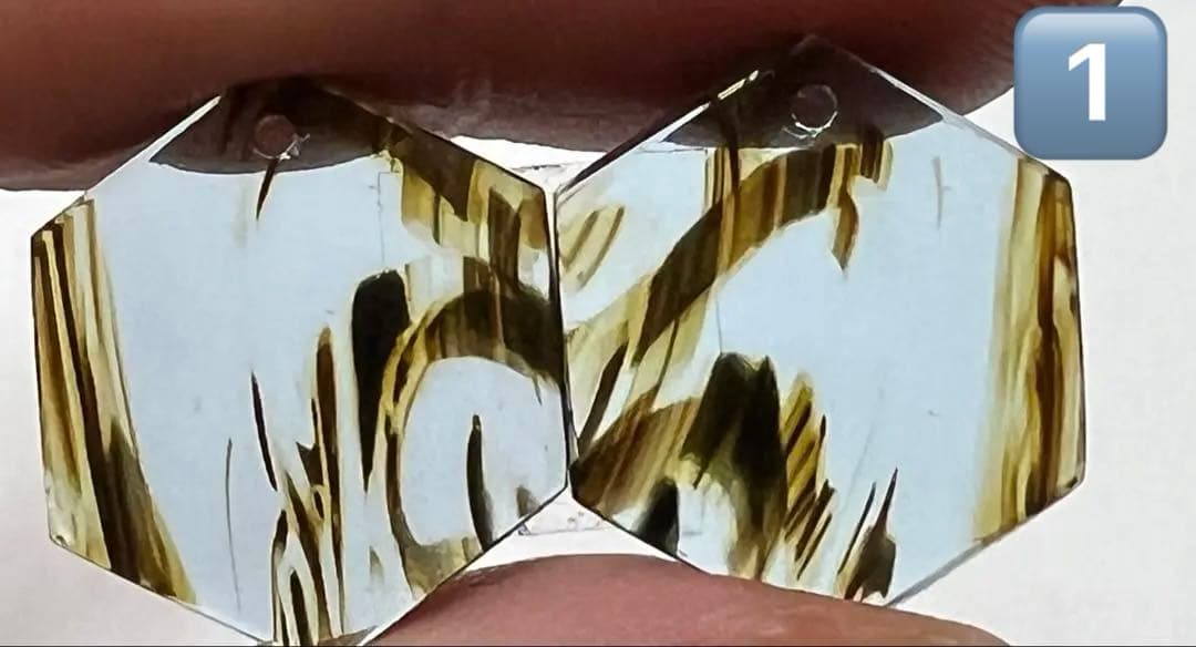 ブルーオブシディアン　六角形　14kgfピアス