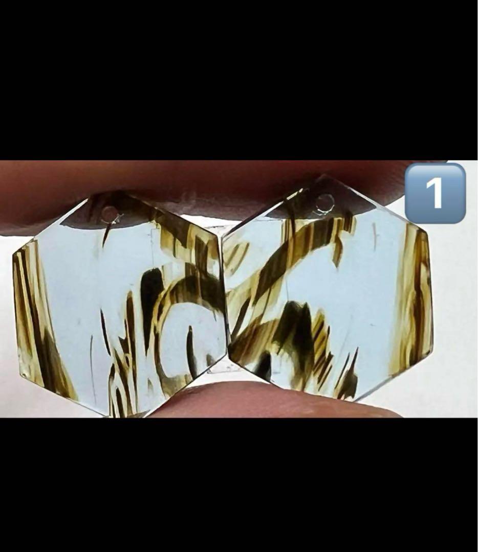 ブルーオブシディアン　六角形　14kgfピアス