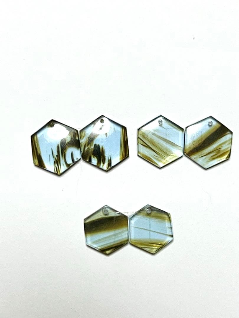 ブルーオブシディアン　六角形　14kgfピアス