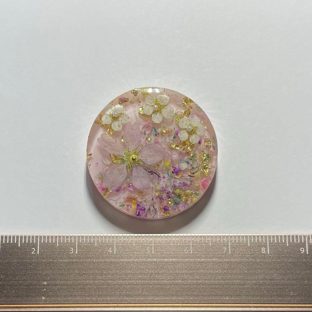桜-10 ハンドメイド レジン ヘアゴム ブローチ ポニーフック