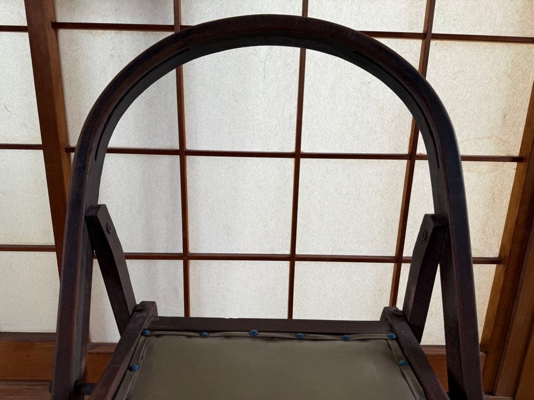 【O-1861】折りたたみイス フォールディングチェア 昭和レトロ アンティーク