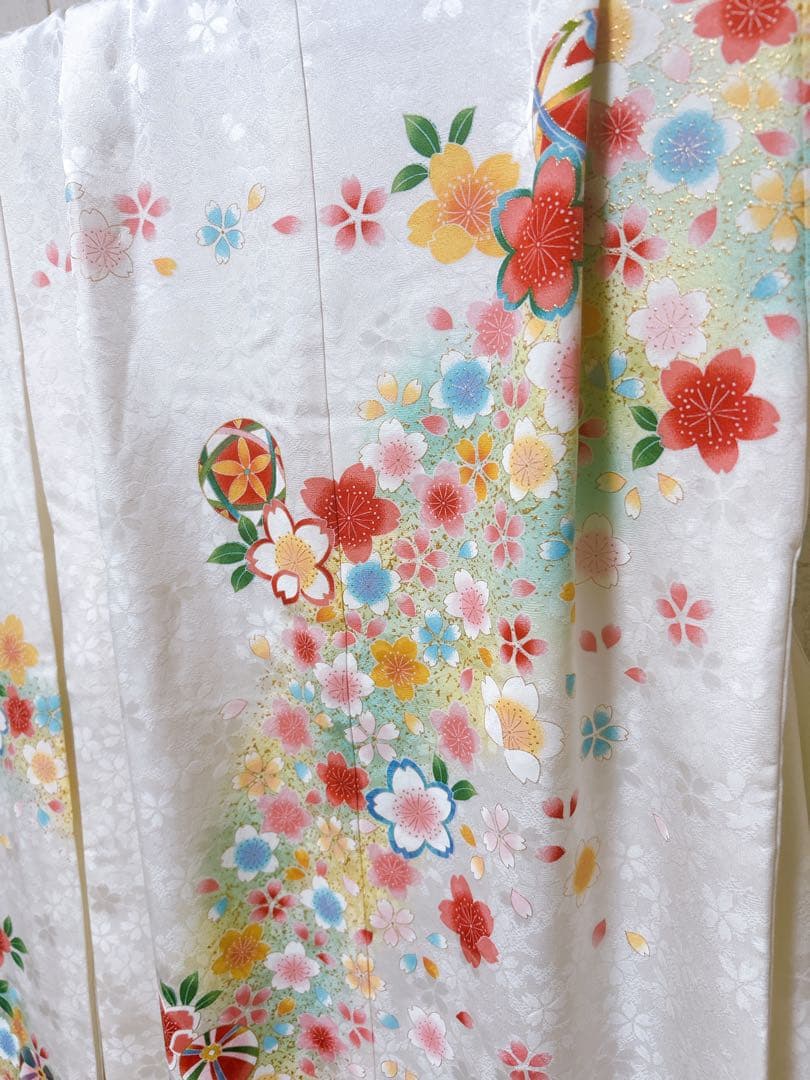 正絹セット♡七五三　7歳　女の子　フルセット　一式　白系　ピンク　パール付帯締め