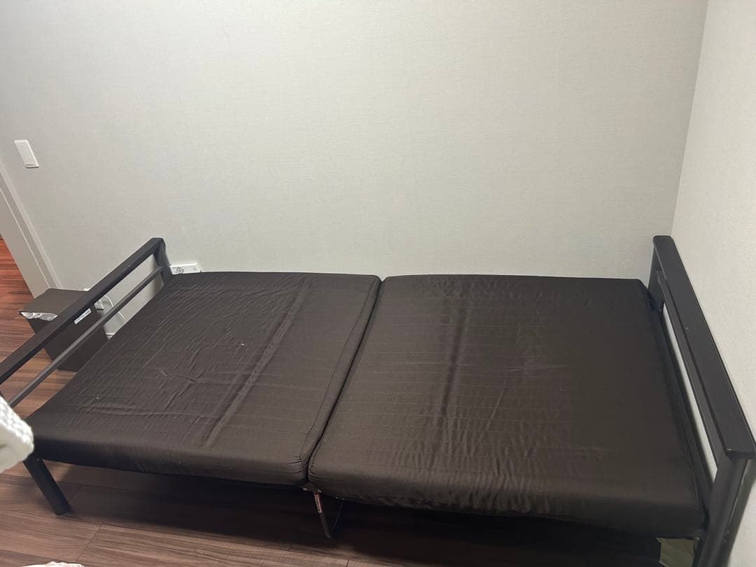 シングルベッドフレーム ブラック マットレス付き