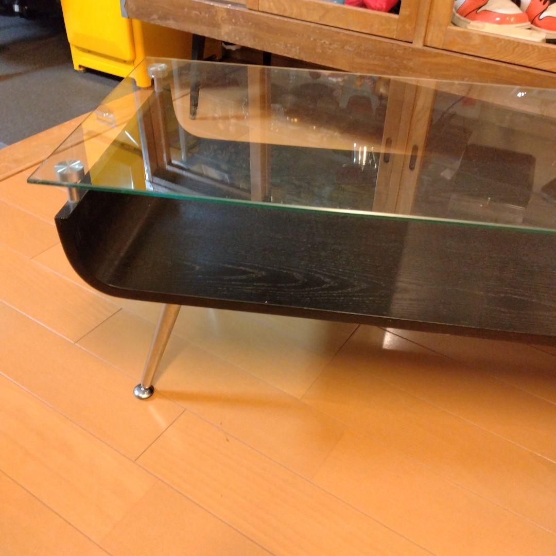 ミッドセンチュリー スペースエイジ プライウッド センターテーブル ガラス