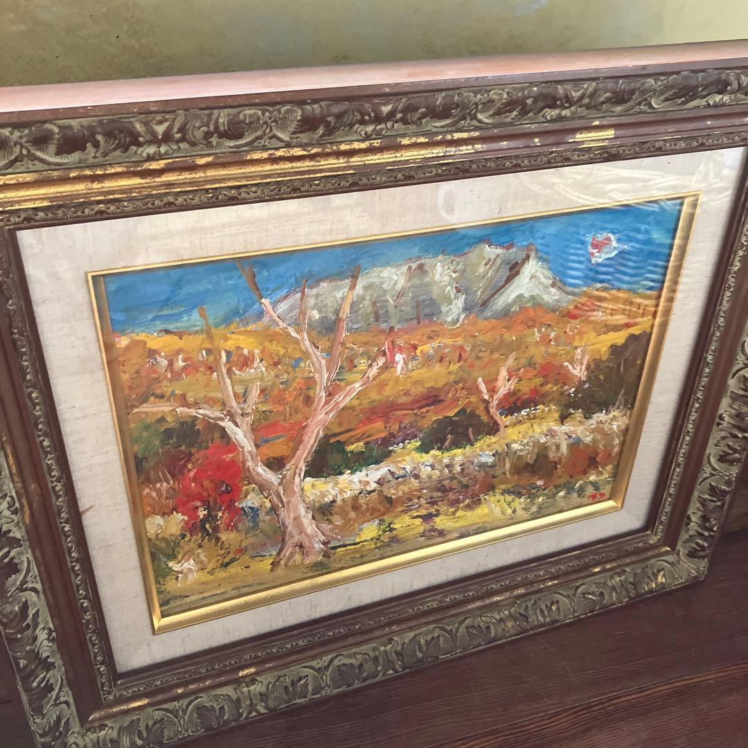 尾道 小野鐡之助 油彩 「伯耆大山の秋」 画寸約34×24.5cm 美術品 絵画