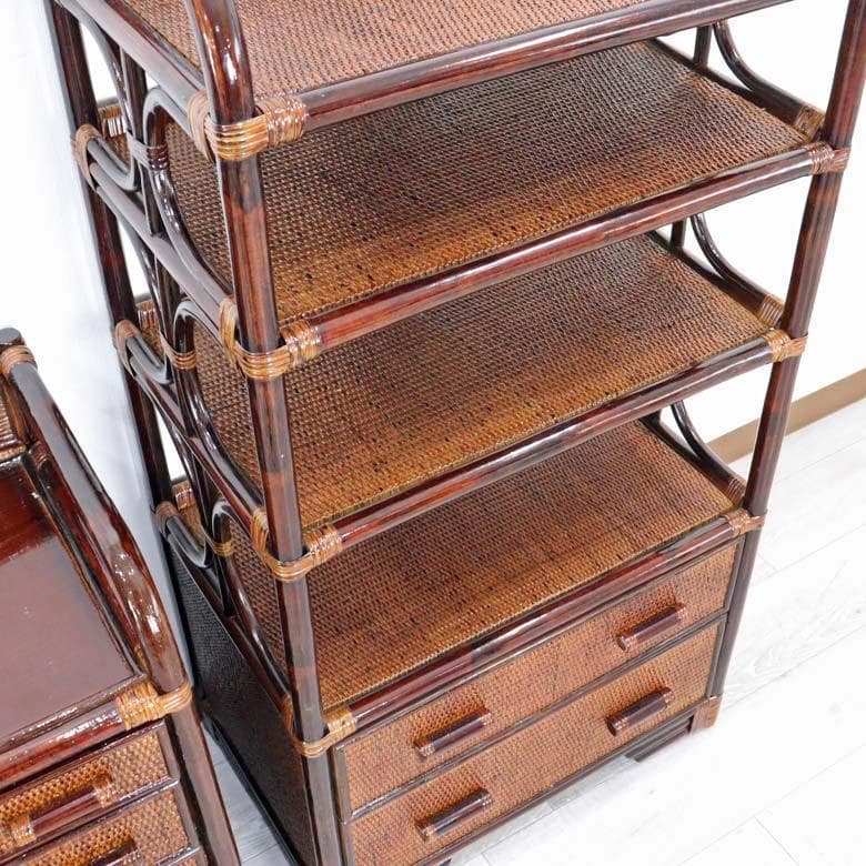 軽量ラタン キャビネット 飾棚 ラック 手作り 軽い ブラウン色