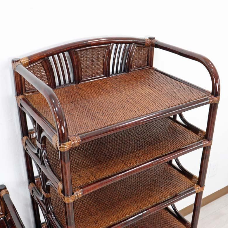 軽量ラタン キャビネット 飾棚 ラック 手作り 軽い ブラウン色