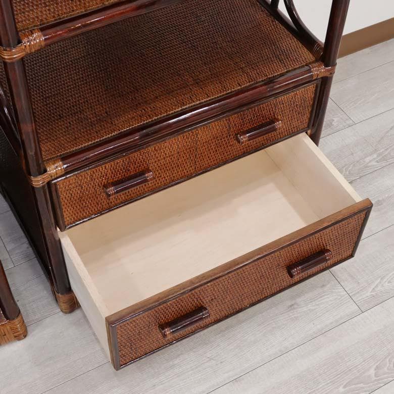 軽量ラタン キャビネット 飾棚 ラック 手作り 軽い ブラウン色