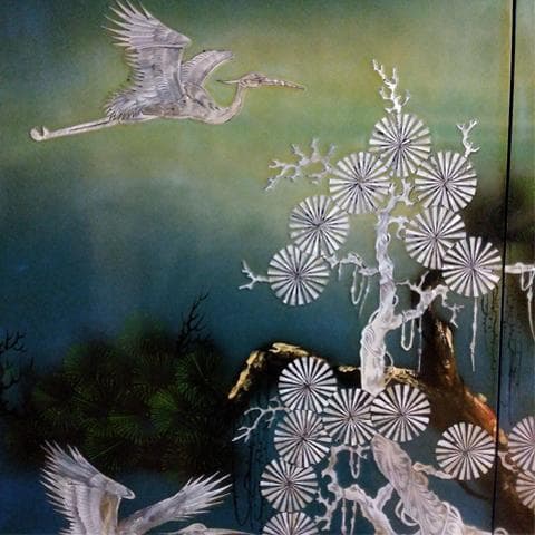 ☆特大！ 横238㎝（4枚組） 螺鈿 らでん 壁掛け/壁飾り 沖縄本島引取