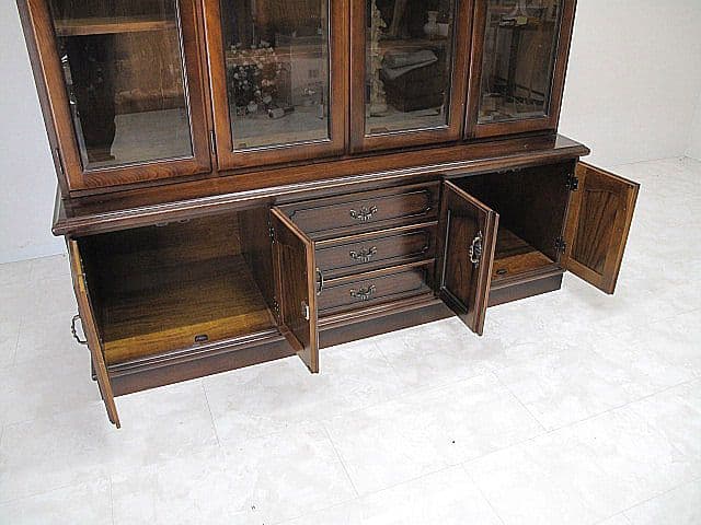 美品 カリモク 「コロニアル」 大型ブックシェルフ　W180ｃｍ　　本棚/書棚