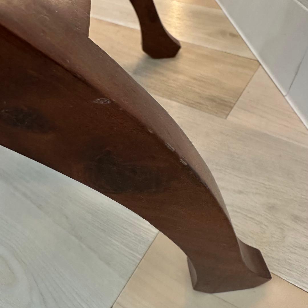 本革 チーク無垢材 カルティニ チェア 鋲打 木製スツール