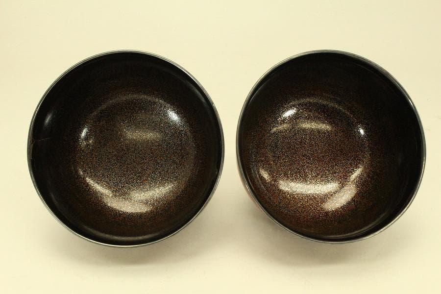 朱塗刷毛目 鴛鴦蒔絵 椀 一対 時代物(ZE659)