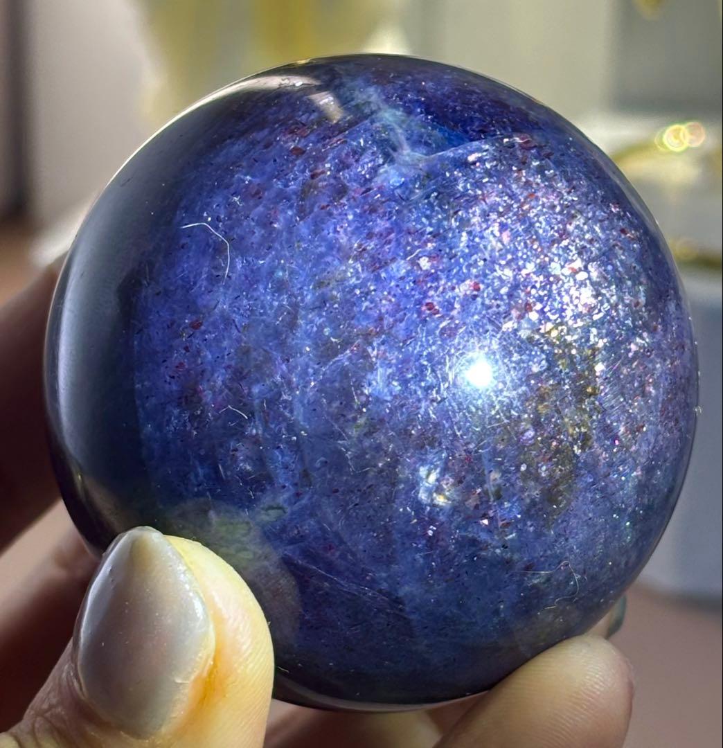 《大型アイオライト》深藍の奥行き　存在感スフィア　丸玉　希少　ブラットショット