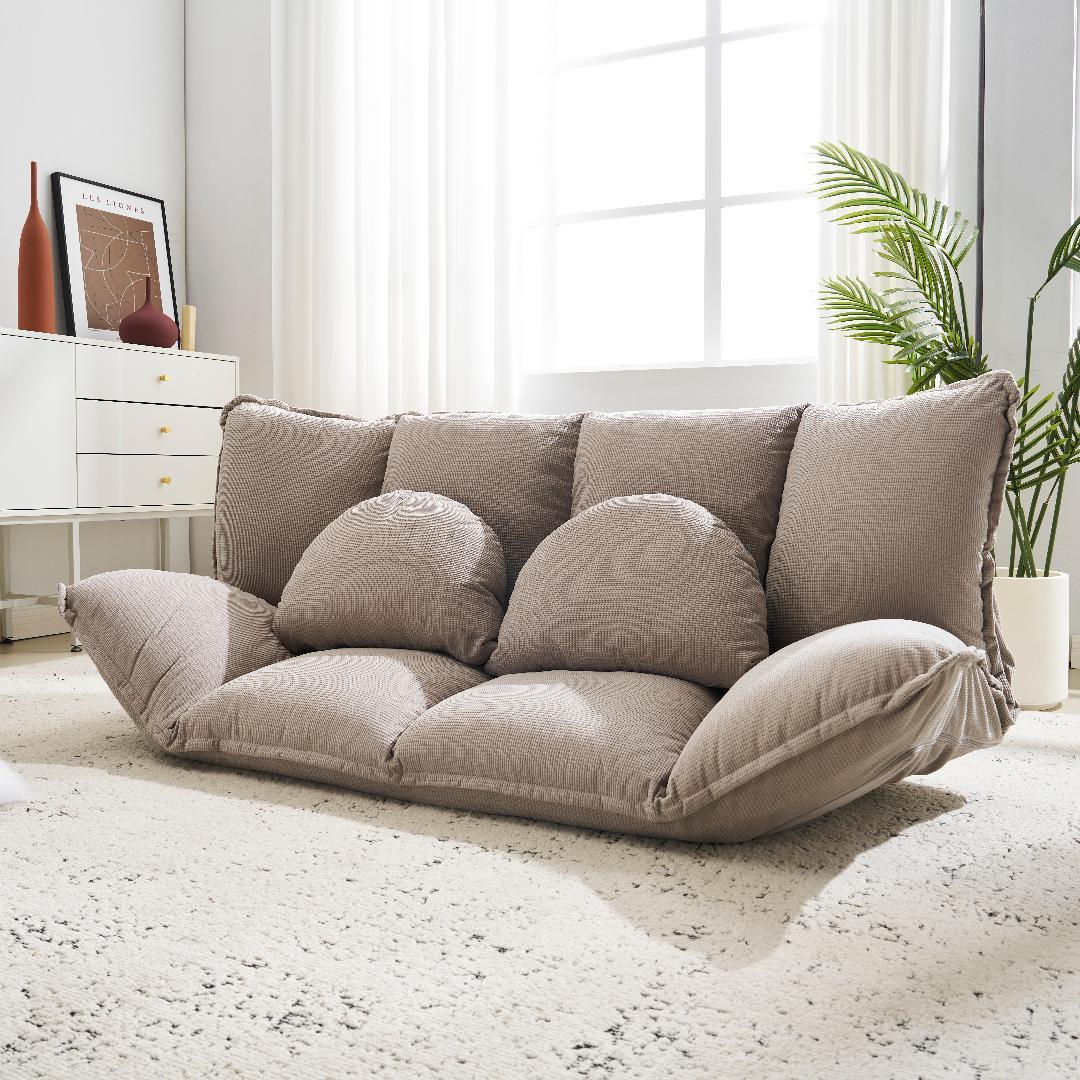 【グレー】ソファ ソファベッド フロアソファ 幅160 6段階リクライニング