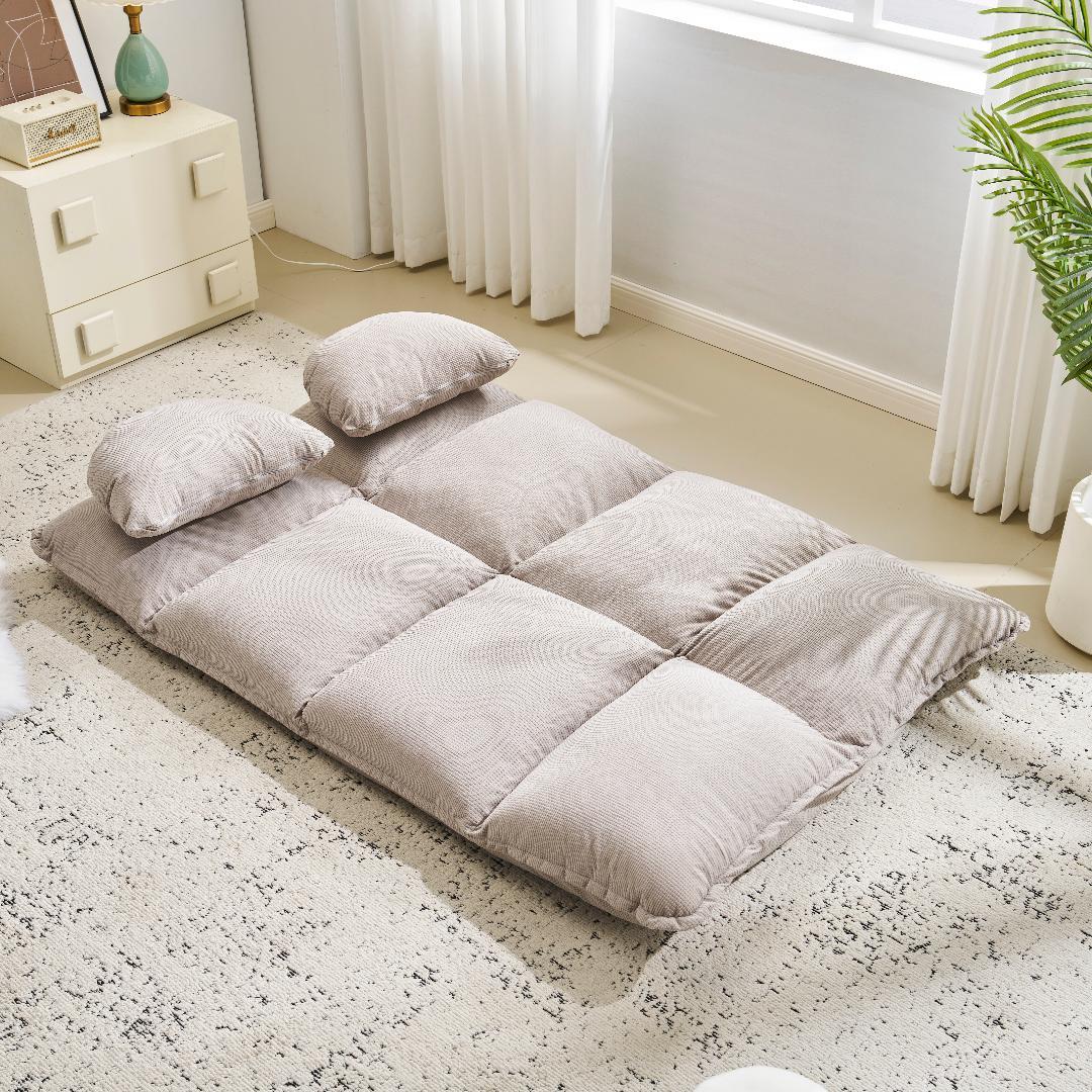 【グレー】ソファ ソファベッド フロアソファ 幅160 6段階リクライニング