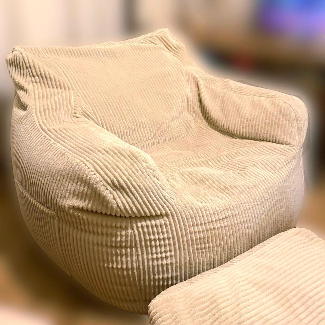 【2点セット】LOOSY ルージー 1人掛けソファ オットマン付き ベージュ