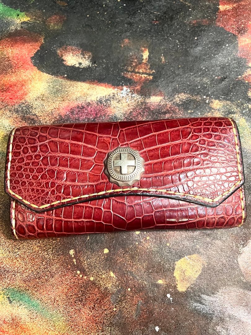 最高級クロコダイル　長財布　古着　アメカジ　シルバー925コンチョ