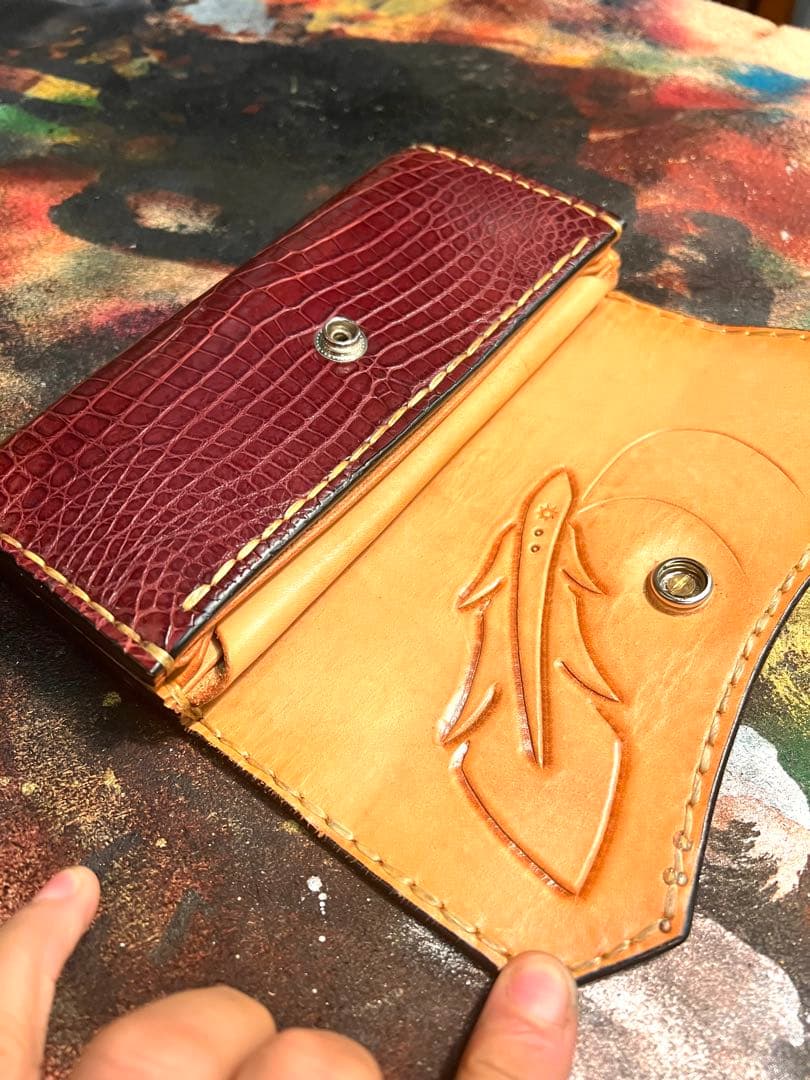 最高級クロコダイル　長財布　古着　アメカジ　シルバー925コンチョ