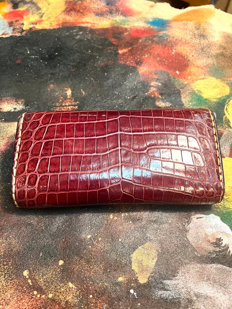 最高級クロコダイル　長財布　古着　アメカジ　シルバー925コンチョ