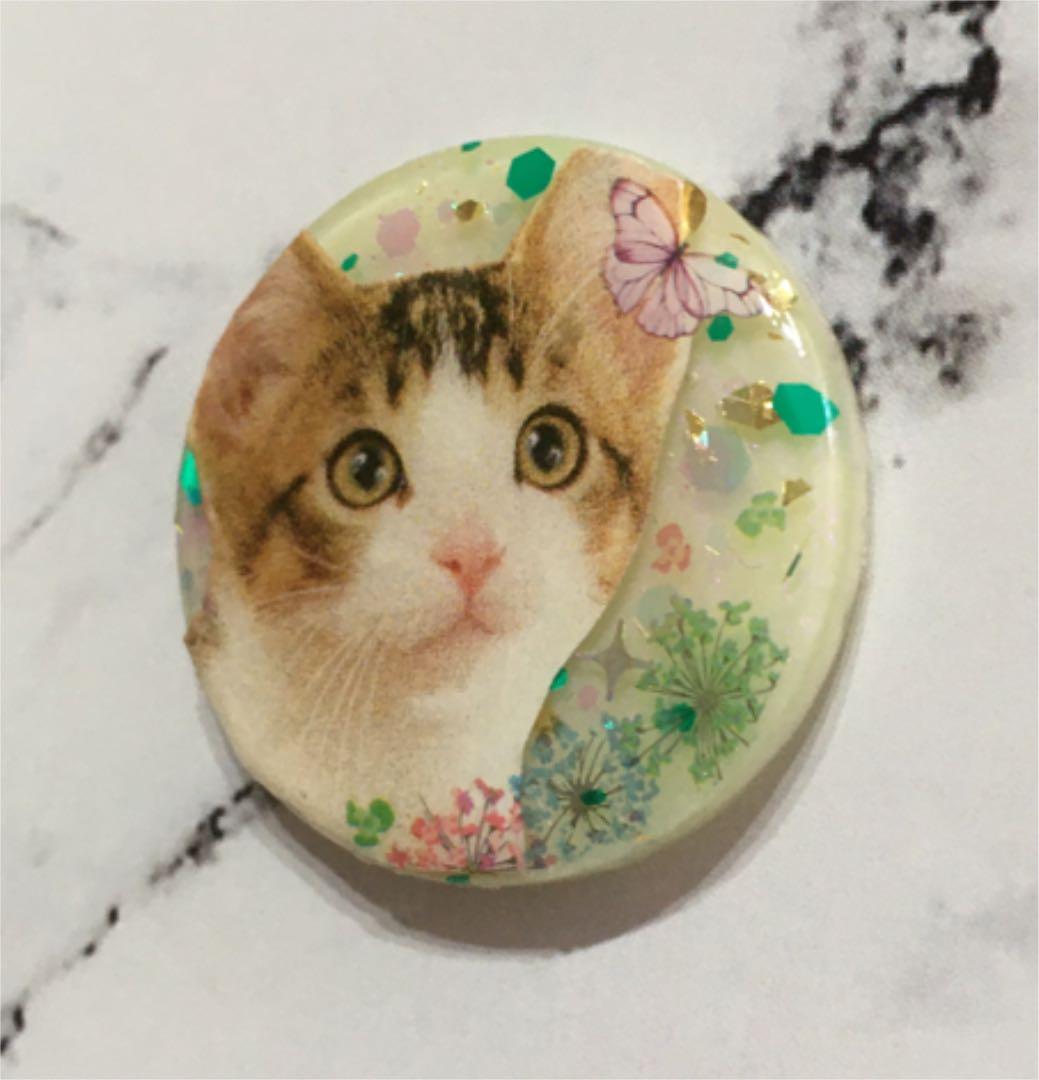 レジンヘアゴム、猫ちゃんと蝶・再販不可