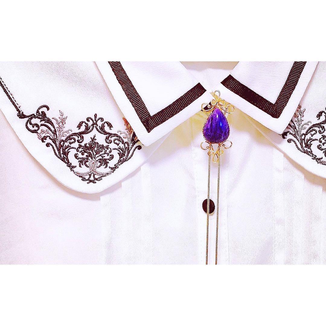 《 ヴァイオレットの誘惑 ループタイ 》チャロアイト×ガーネット×14KGF