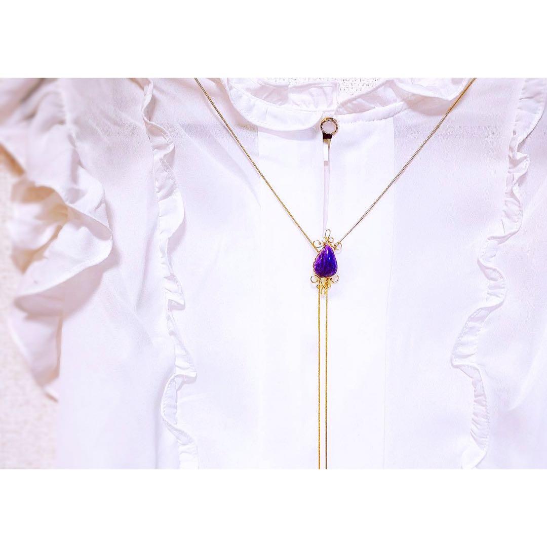 《 ヴァイオレットの誘惑 ループタイ 》チャロアイト×ガーネット×14KGF