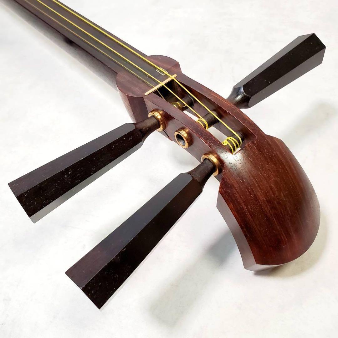 【ジャンク】津軽三味線 東さわり 紅木 太棹 正寸 丸打胴 犬皮 三つ折り